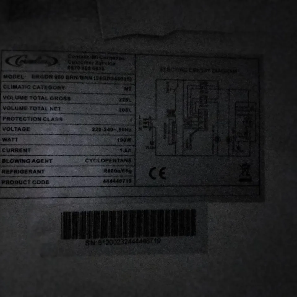 CORNELIUS ERGON 900 UNDERCOUNTER REFRIGERATOR 