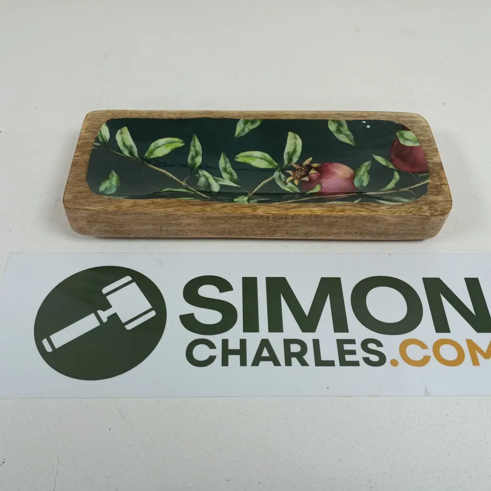POMEGRANATE GREEN MANGO WOOD RECTANGULAR SERVING DISH 