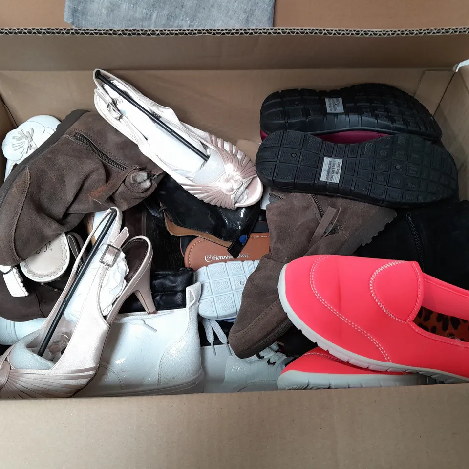 APPROXIMATELY 15 PAIRS OF LADIES SHOES. ASSORTED SIZES, COLOURS AND STYLES