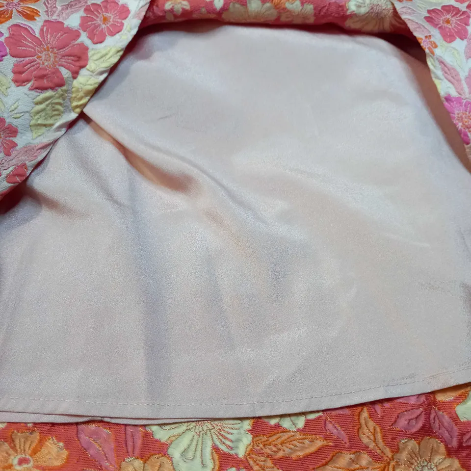 OASIS PINK FLORAL JAQURD MIDI DRESS - SIZE 10