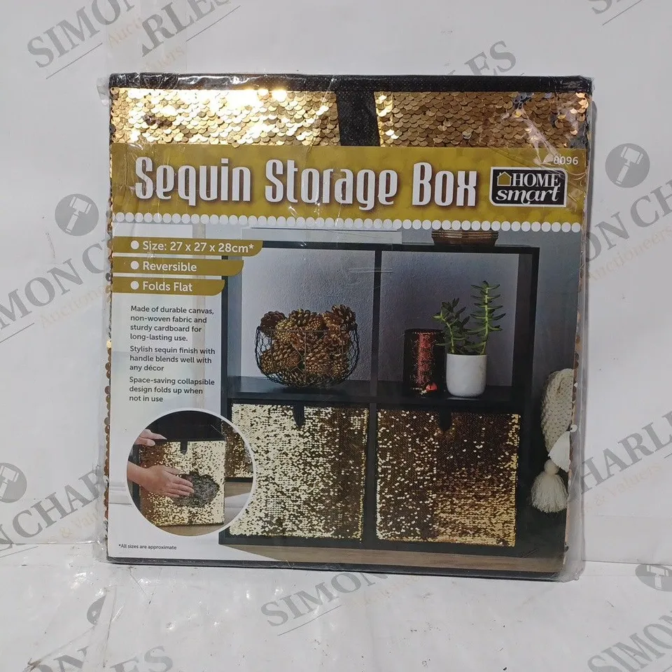 HOME SMART SEQUIN STORAGE BOX IN GOLD COLOUR