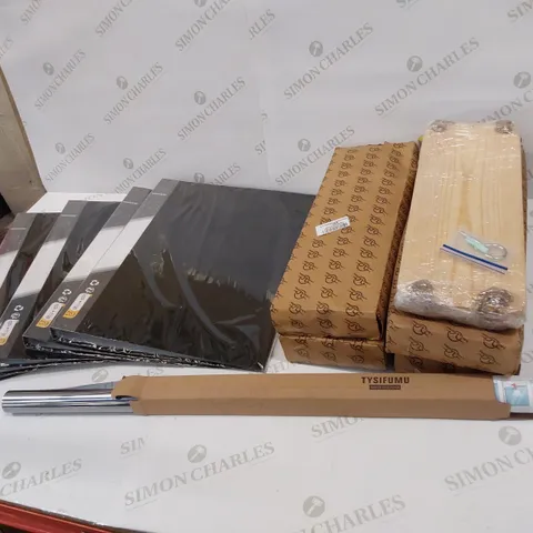 APPROXIMATELY 10 BRAND NEW ITEMS TO INCLUDE: 5 X VANTASII PRESENTATION FOLDERS, 4 JUTE FLOATING SHELVES, TYSIFUMU PRIVACY FILM