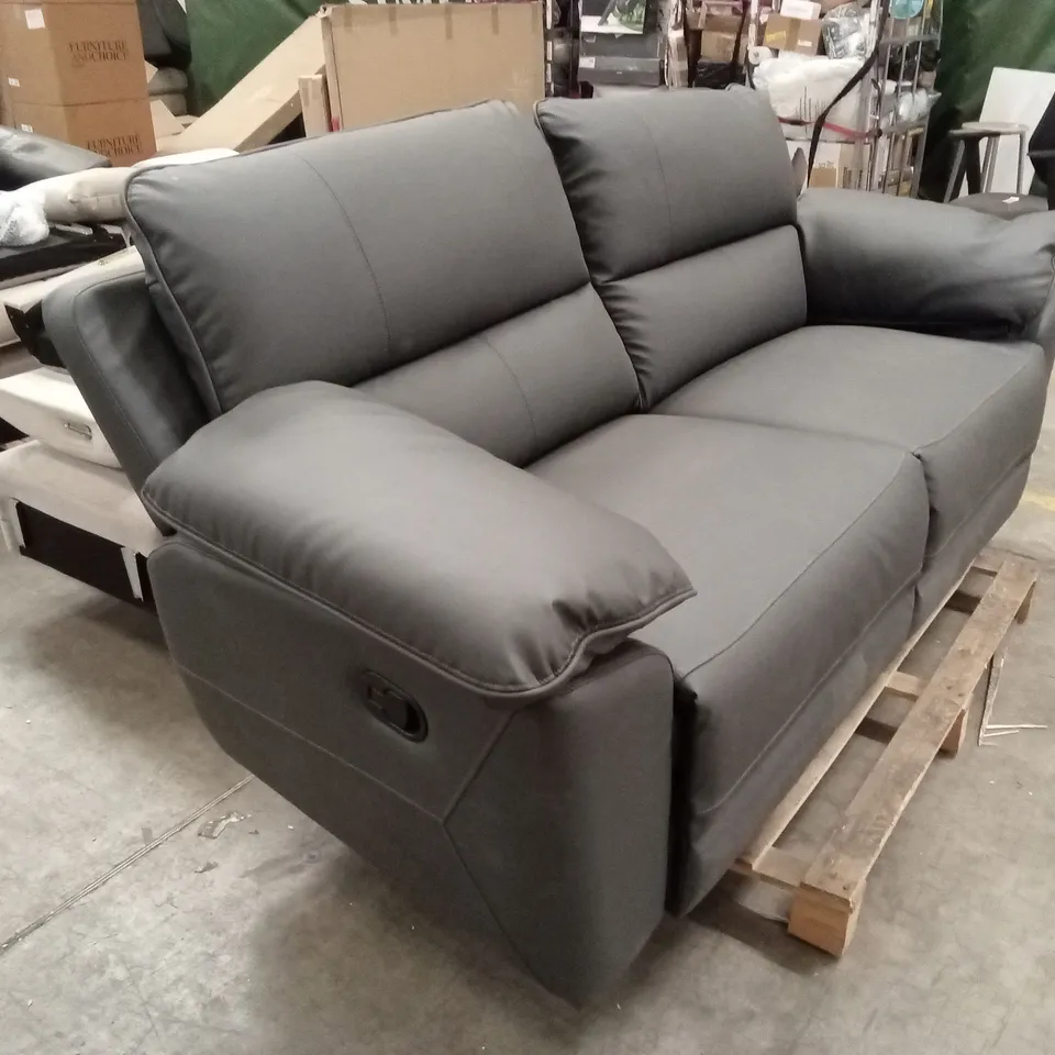 SEVILLE 3 SEATER RECLINER SOFA, GREY PREMIUM FAUX LEATHER