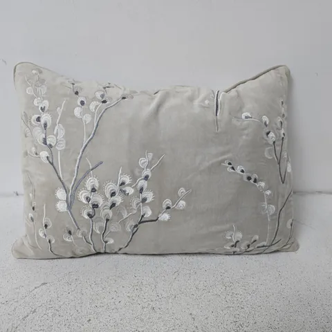 LAURA ASHLEY PUSSY WILLOW EMBRIODERED FEATHER FILLED CUSHION 35X50CM