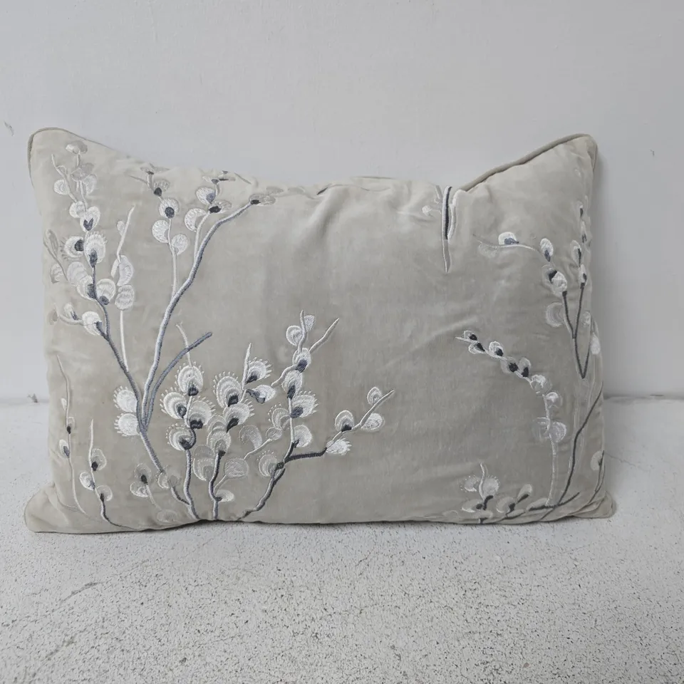 LAURA ASHLEY PUSSY WILLOW EMBRIODERED FEATHER FILLED CUSHION 35X50CM