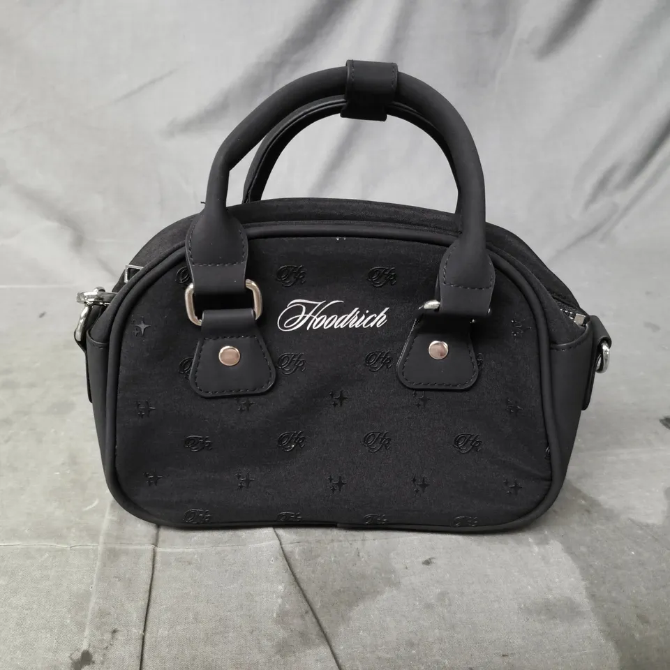 HOODRICH BLACK HANDBAG WITH LOGO SCRIPT 