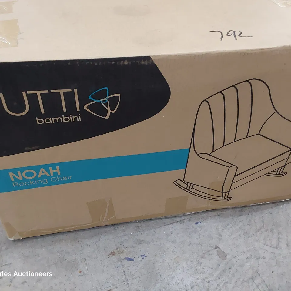 BOXED DESIGNER NOAH UPHOLSTERED ROCKING CHAIR PEBBLE GREY