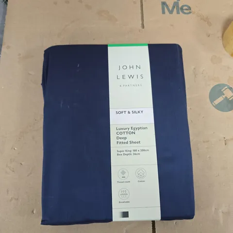 JOHN LEWIS & PARTNERS LUXURY EGYPTIAN COTTON DEEP FITTED SHEET – SOFT & SILKY, SUPER KING 180 X 200 CM