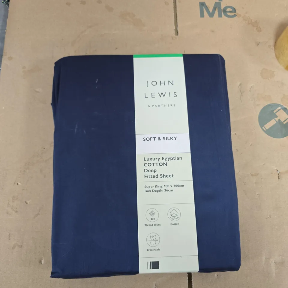 JOHN LEWIS & PARTNERS LUXURY EGYPTIAN COTTON DEEP FITTED SHEET – SOFT & SILKY, SUPER KING 180 X 200 CM