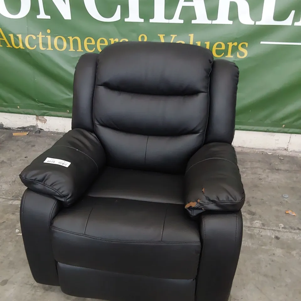 DESIGNER MANUAL RECLINING EASY CHAIR BLACK FAUX LEATHER 