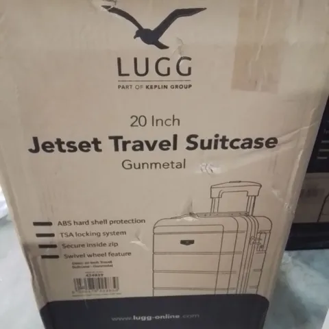 BOXED LUGG 20INCH JETSET TRAVEL SUITCASE GUNMETAL 