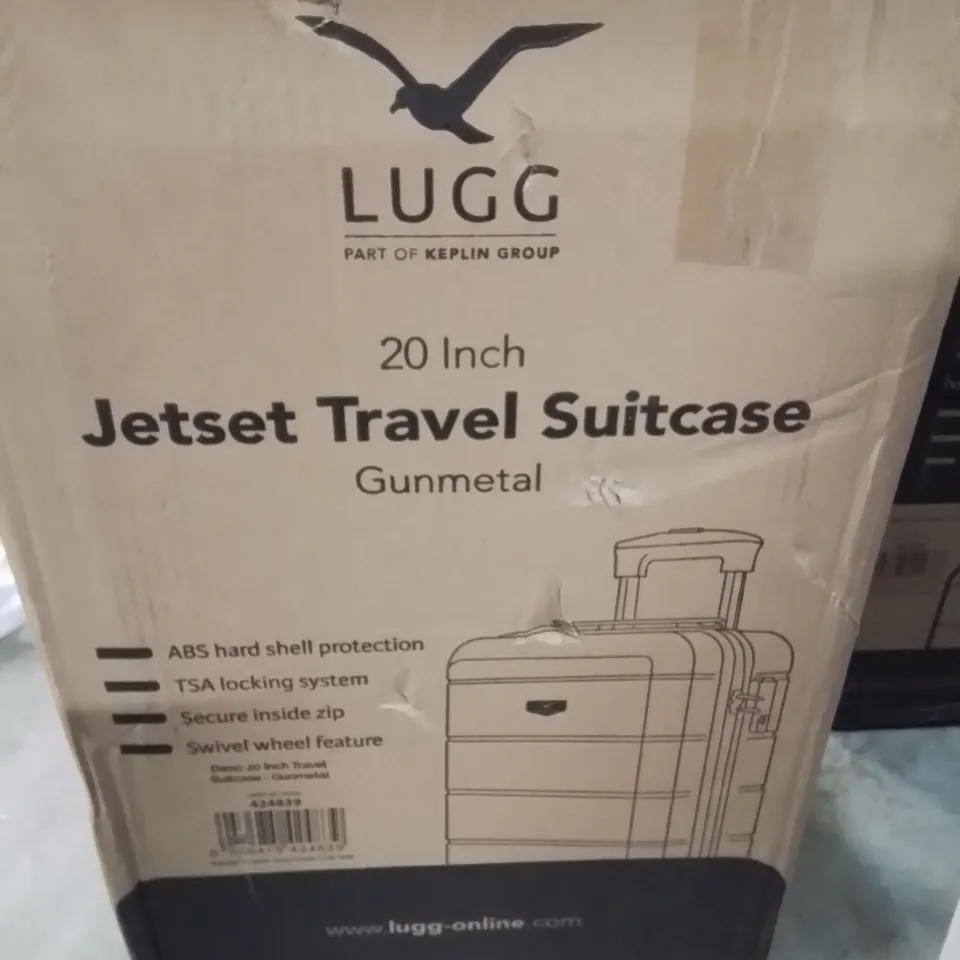 BOXED LUGG 20INCH JETSET TRAVEL SUITCASE GUNMETAL