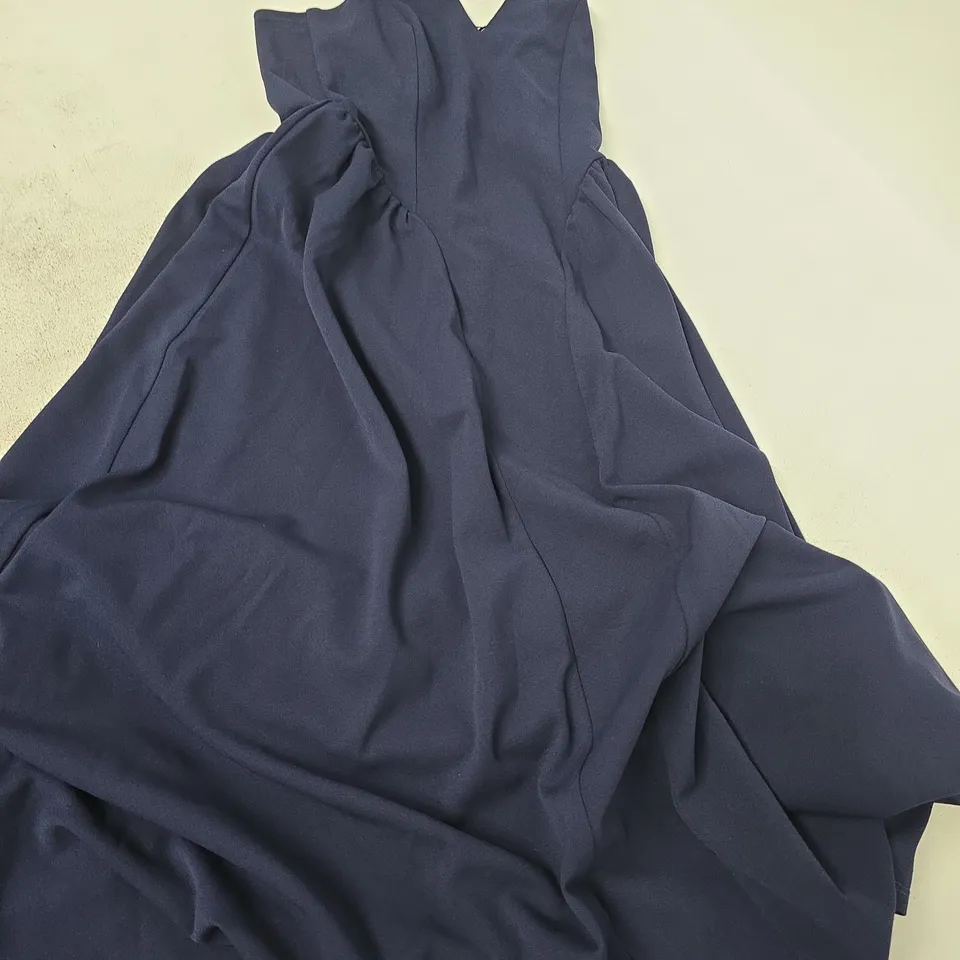 NOBODY'S CHILD NAVY HALTER NECK MIDI DRESS – UK 10 (EU 38, US 6) - TAG ATTACHED