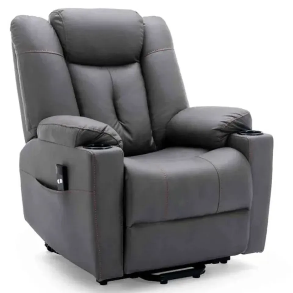 BOXED AFTON RISE FABRIC RECLINER CHAIR - CHARCOAL (2 BOXES)