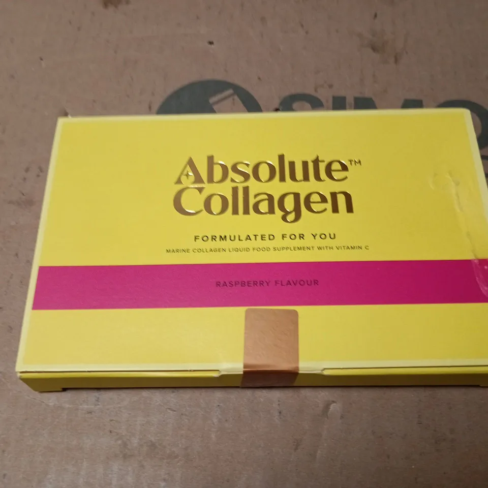 ABSOLUTE COLLAGEN MARINE COLLAGEN LIQUID SUPPLEMENT WITH VITAMIN C – RASPBERRY FLAVOUR, BOXED