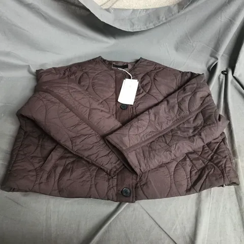 ZARA QUILTED BROWN WATER-REPELLENT JACKET - SIZE XS