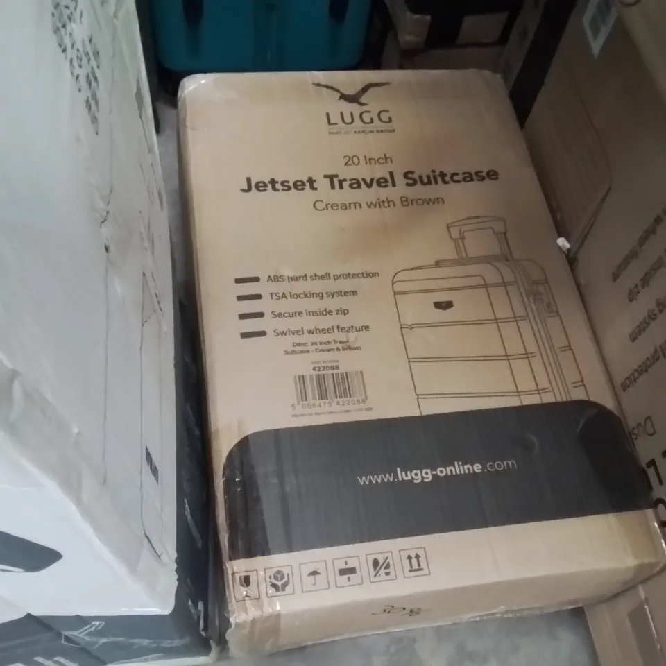 BOXED LUGG - 20INCH JETSET TRAVEL SUITCASE CREAM & BROWN