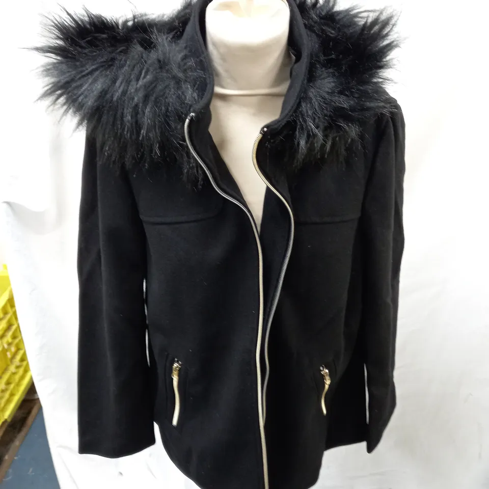 NINA LEONARD ZIP THROUGH COAT IN BLACK - XS