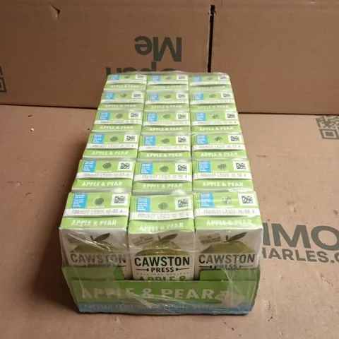 APPROXIMATELY 18 CARTONS OF CAWSTON PRESS APPLE AND PEAR DRINKS 200ML PER CARTON