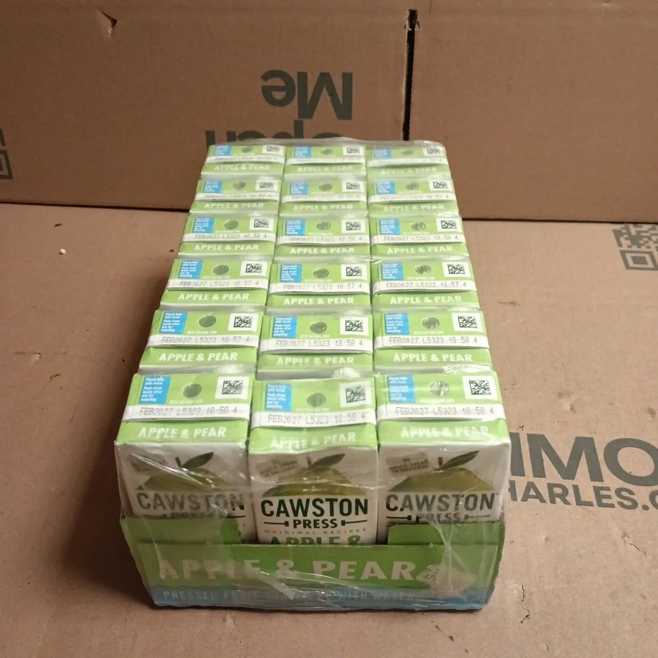 APPROXIMATELY 18 CARTONS OF CAWSTON PRESS APPLE AND PEAR DRINKS 200ML PER CARTON