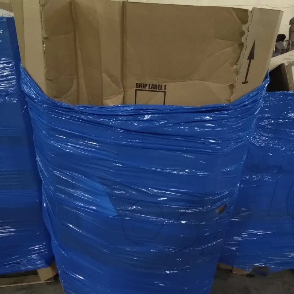 PALLET OF ASSORTED ITEMS INCLUDING 2 SIDED PINK/PURPLE WORK MAT, XGEAR FOLDOUT CAMPING CHAIR, CEILING FAN LAMP, BED RAIL GUARDS FOR ELDERLY ASSISTANCE 