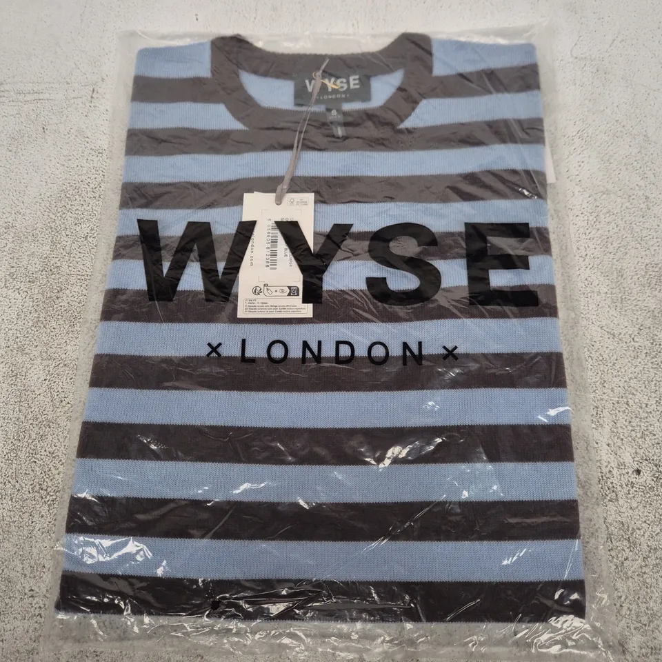 BAGGED CATH X WYSE BRIGITTE JUMPER – SKY BLUE & CHOCOLATE STRIPE, SIZE S