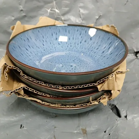 SET OF 4 DISHWASHER AND MICROWAVE SAFE CERAMIC BOWLS IN BLUE