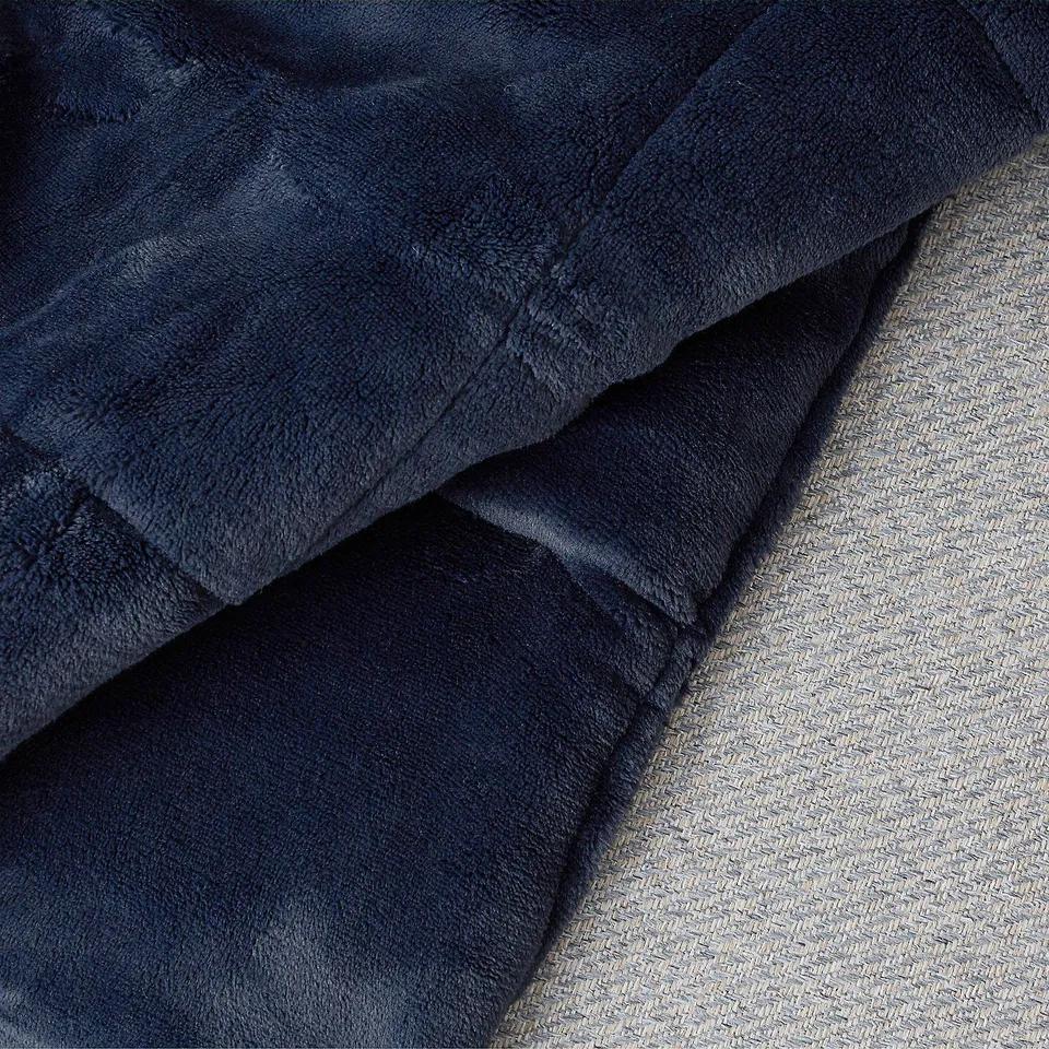 COZEE HOME TEXTURED LUXURY FAUX FUR CUSHION WITH FILL NAVY
