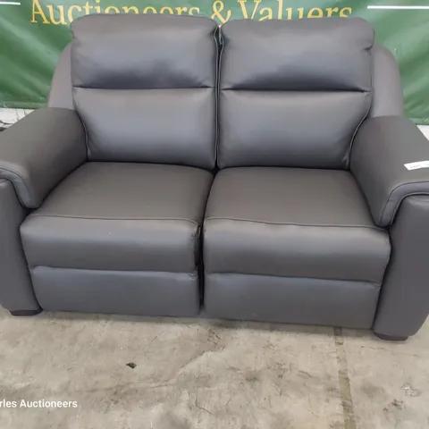 QUALITY ITALIAN DESIGNER AVILA POWER RECLINING TWO SEATER SOFA MEDIUM GREY LEATHER 