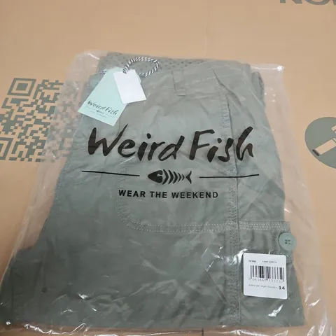 WEIRD FISH SALENA 3/4 LENGTH TROUSERS β ARMY GREEN, UK SIZE 14