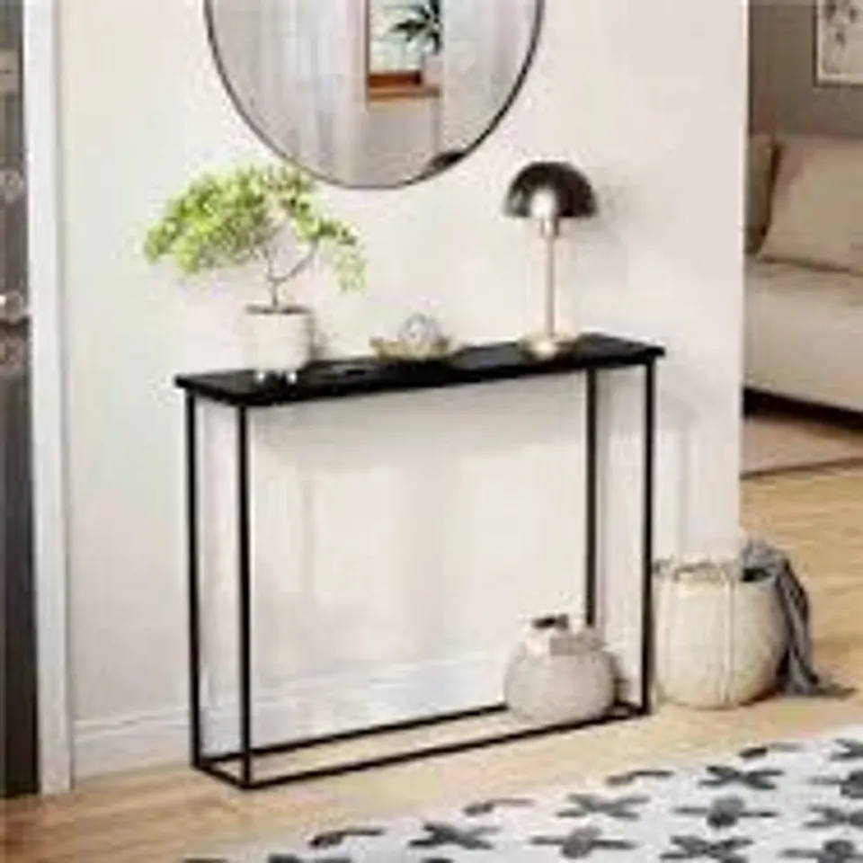 BOXED LASSIC CONSOLE TABLE WITH METAL LEGS - BLACK (1 BOX)