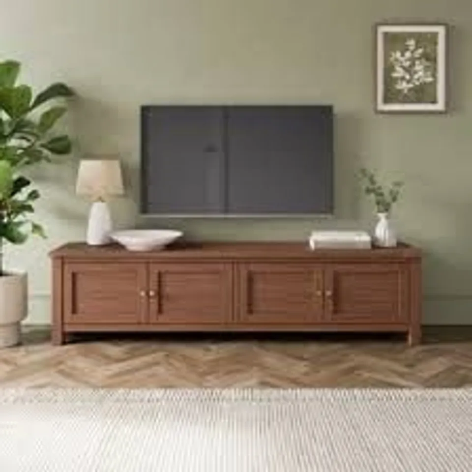 BOXED OLNEY EXTRA WIDE TV UNIT FOR TVS UP TO 80" - MID OAK EFFECT (1 BOX)