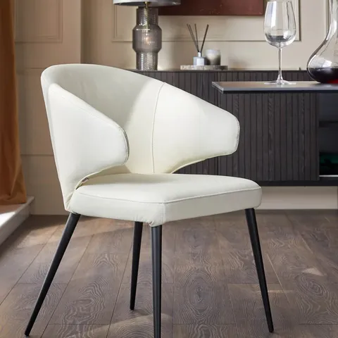 BOXED DANETTI LANDON WHITE LEATHER DINING CHAIR