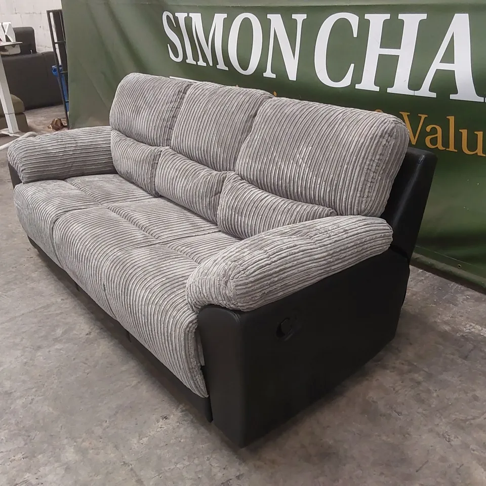 SIENNA FABRIC/FAUX LEATHER HIGH BACK 3 SEATER RECLINER SOFA RRP £849