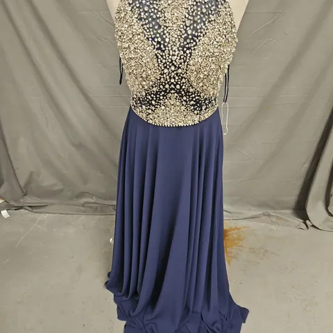 TIFFANYS EMBELLISHED PROM DRESS IN DEEP BLUE SIZE 6