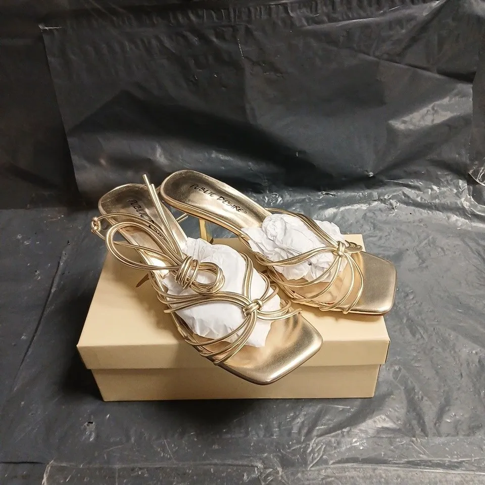 PUBLIC DESIRE GOLD STRAPPY HIGH HEEL SANDALS UK 5