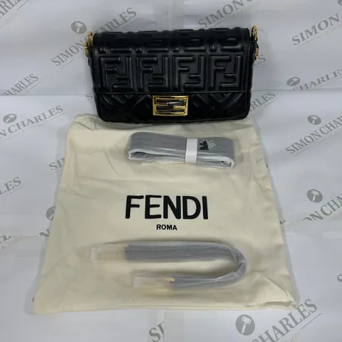 FENDI ROMA GOLD BUCKLED BAG IN BLACK