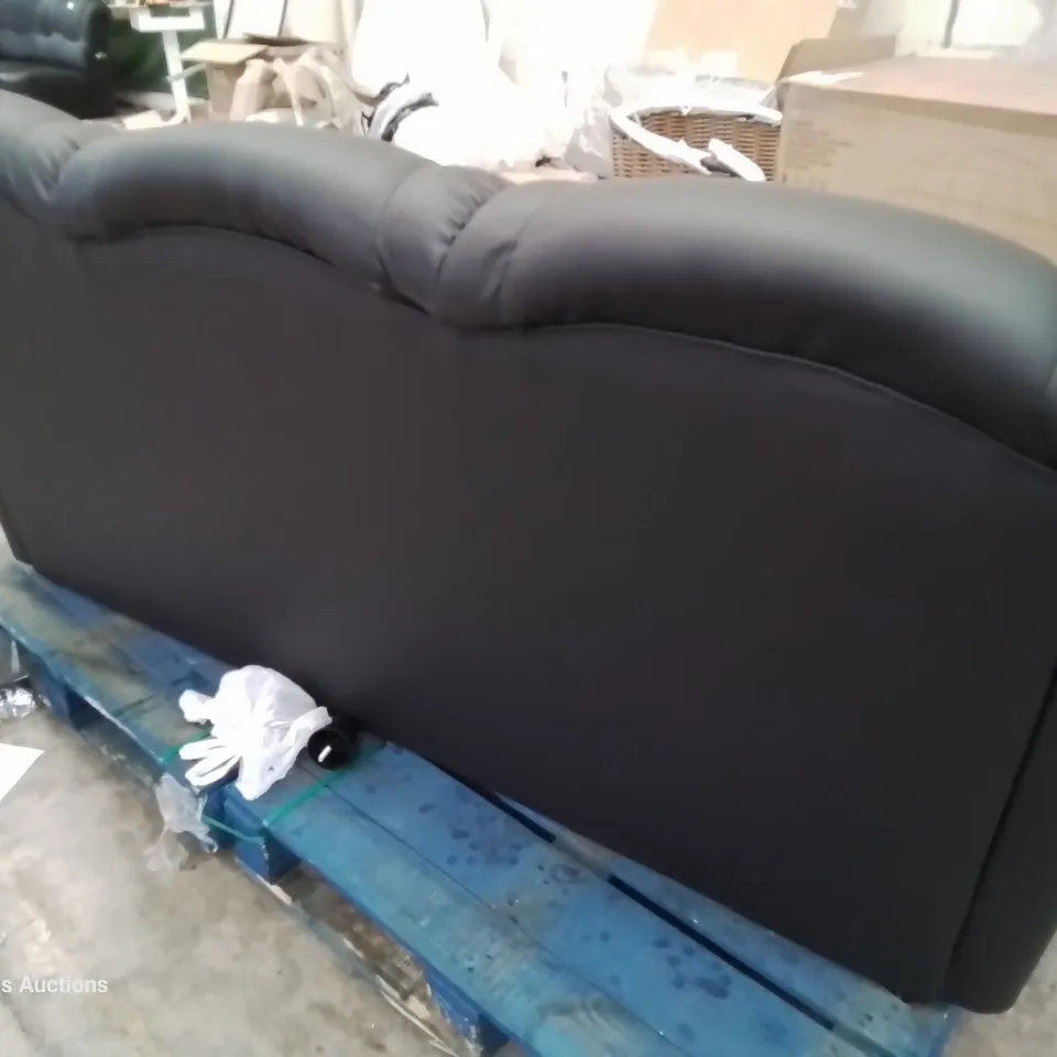 DESIGNER TEXAS THREE SEATER SOFA BLACK FAUX LEATHER 