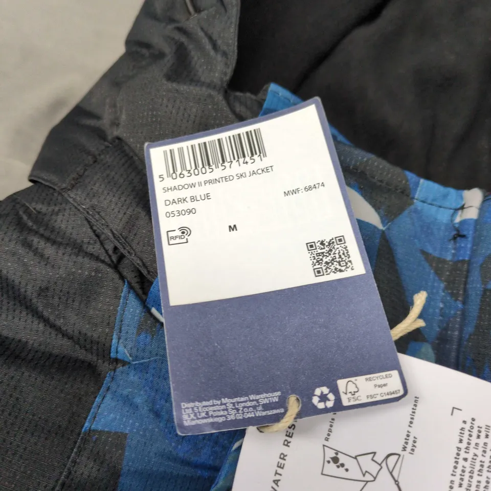 MOUNTAIN WAREHOUSE SHADOW II PRINTED SKI JACKET – DARK BLUE, M