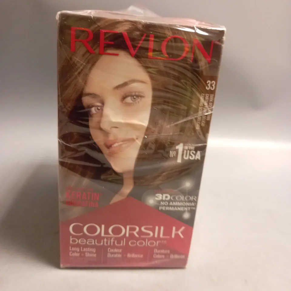 LOT OF 3 BOXED REVLON COLORSILK PERMANENT HAIR COLOUR NO 33 DARK SOFT BROWN