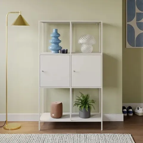 BOXED CORIN METAL 2 DOOR SHELVING - STONE (1 BOX)