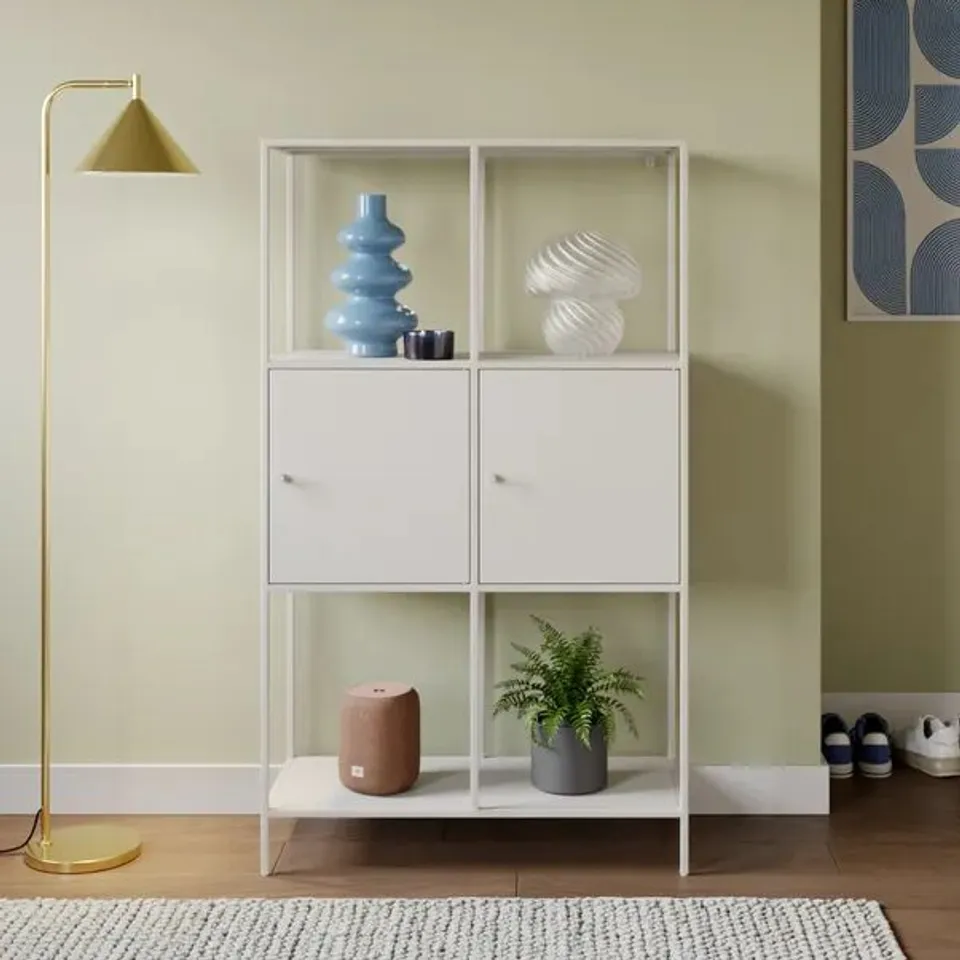 BOXED CORIN METAL 2 DOOR SHELVING - STONE (1 BOX)