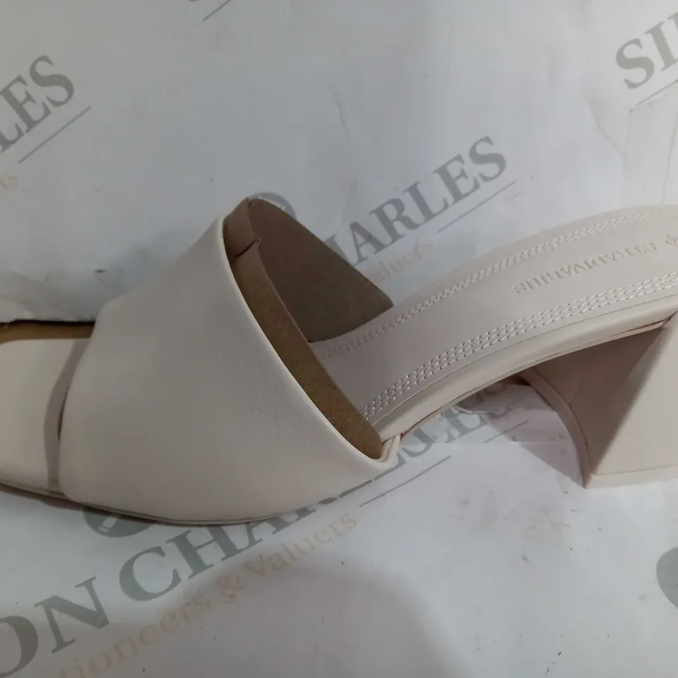 STRADIVARIUS BLOCK HEEL SHOES, CREAM - SIZE 7