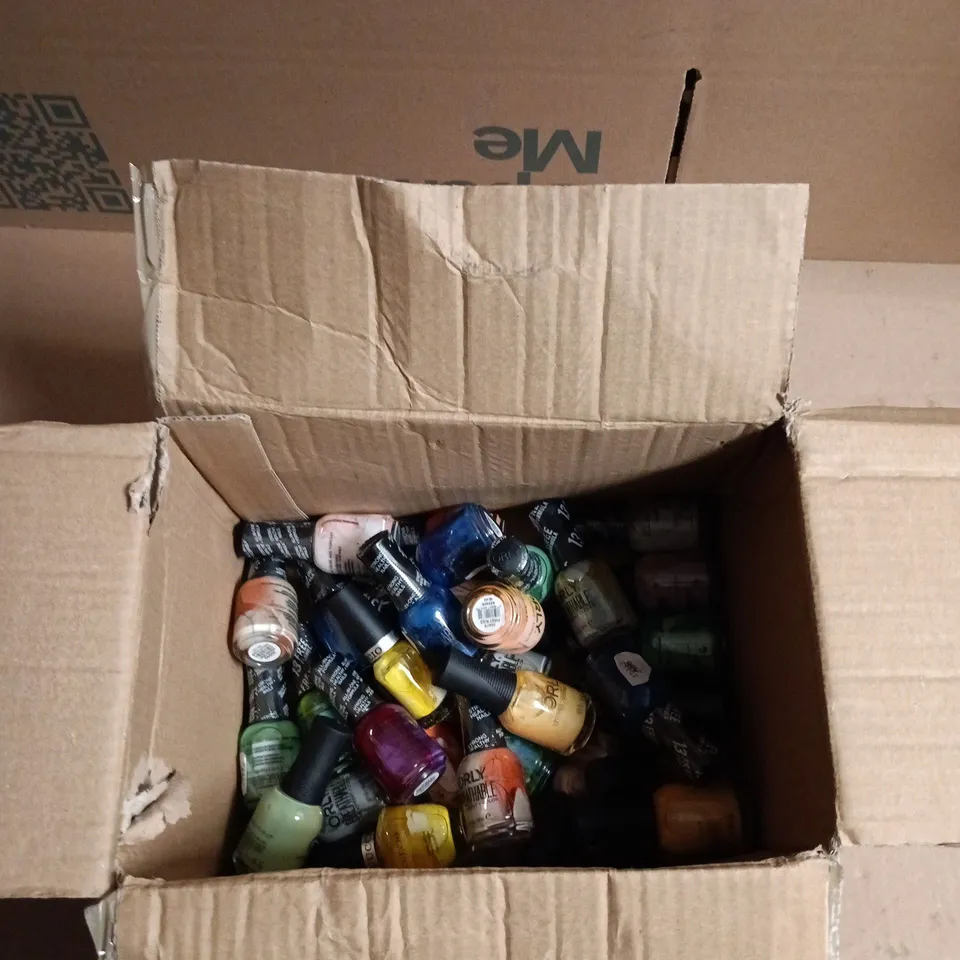 BOX OF APPROXIMATELY 30 ASSORTED ORLY NAIL POLISH 