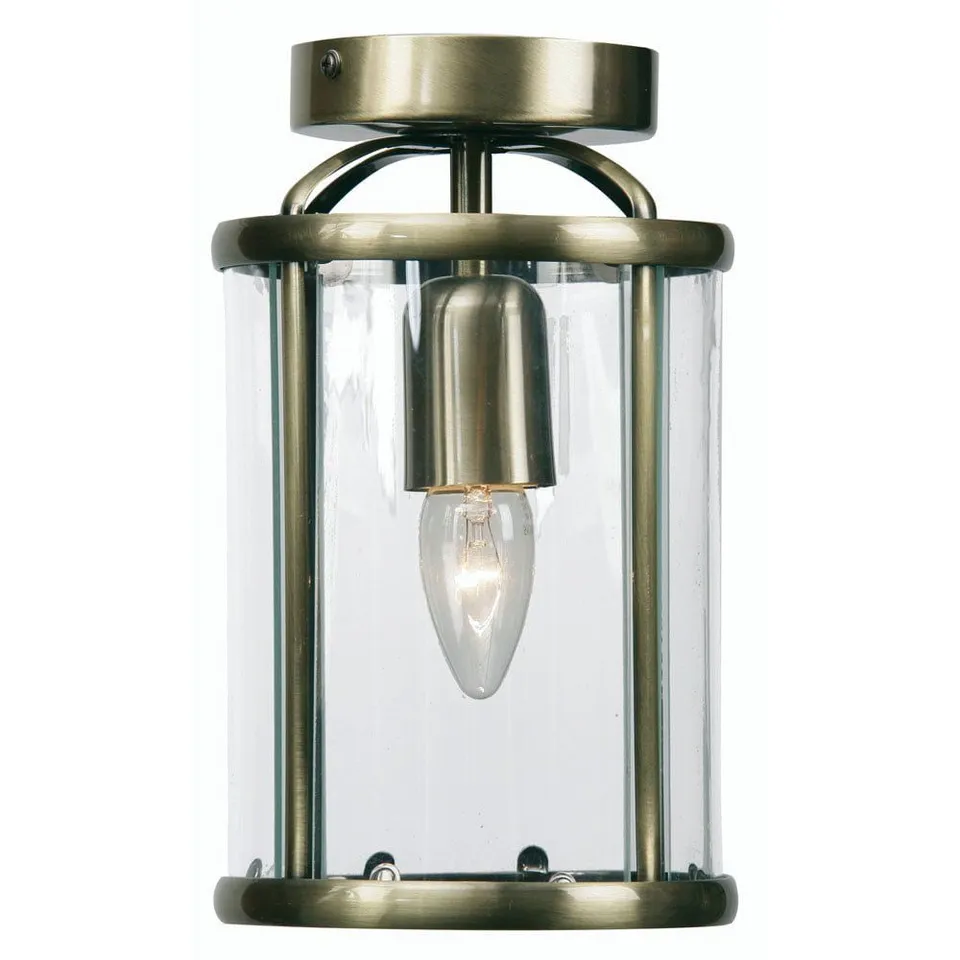 BOXED FERN FLUSH LANTERN ANTIQUE BRASS