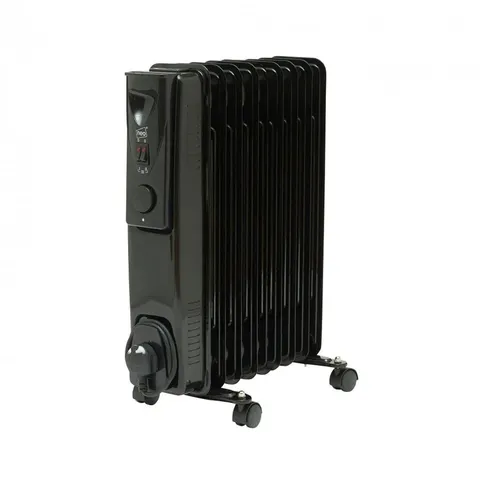 BOXED NEO BLACK 2000W 9 FIN ELECTRIC OIL FILLED RADIATOR PORTABLE HEATER WITH 3 HEAT SETTINGS THERMOSTAT (1 BOX)