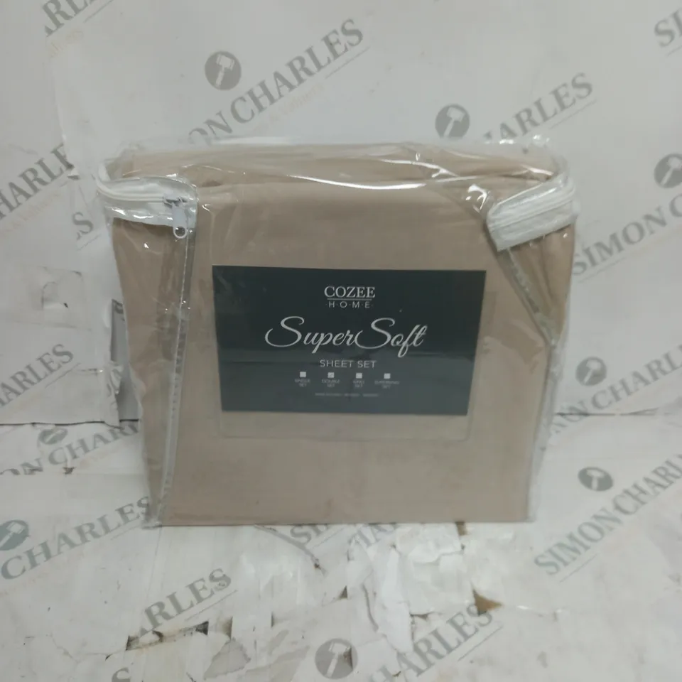 COZZEE HOME SUPERSOFT SHEET SET LIGHT TAUPE DOUBLE 