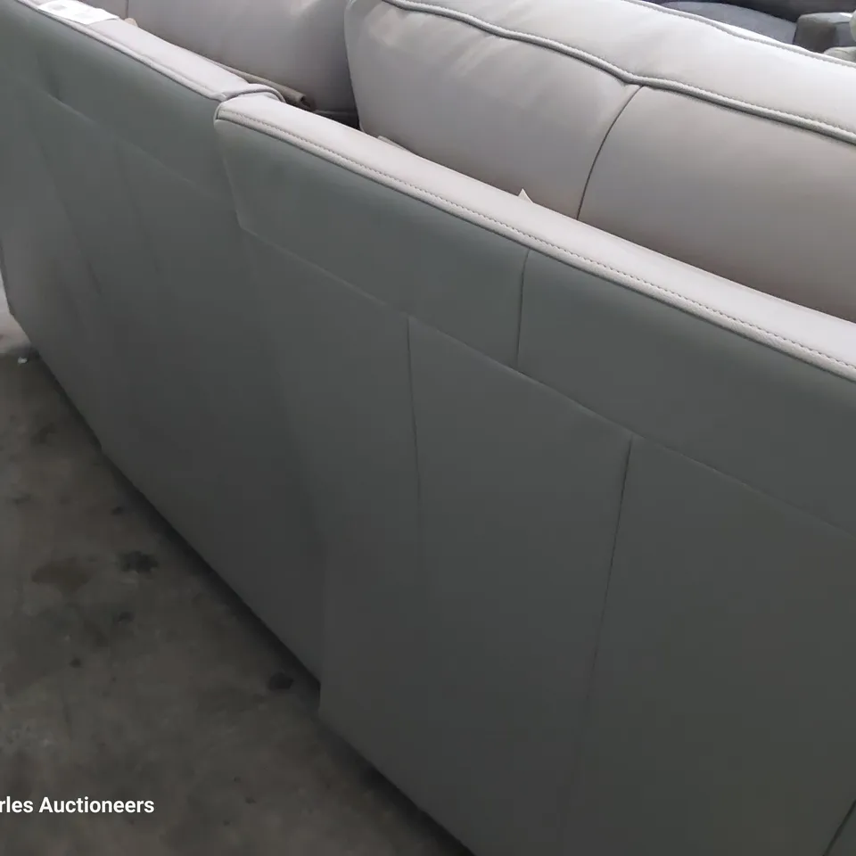 QUALITY BRITISH DESIGNER G PLAN KINGSBURY THREE SEATER CURVED SOFA CAMBRIDGE GREY LEATHER 