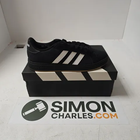 BOXED PAIR OF ADIDAS GRAND COURT BASE 00S TRAINERS IN BLACK - UK 9