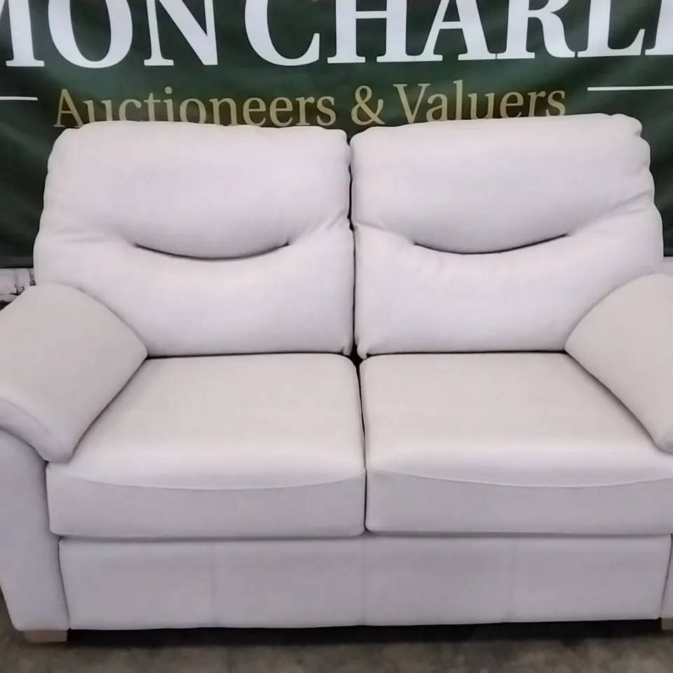 QUALITY BRITISH DESIGNED & MANUFACTURED G PLAN WASHINGTON 2 SEATER SOFA CAPRI CHALK LEATHER